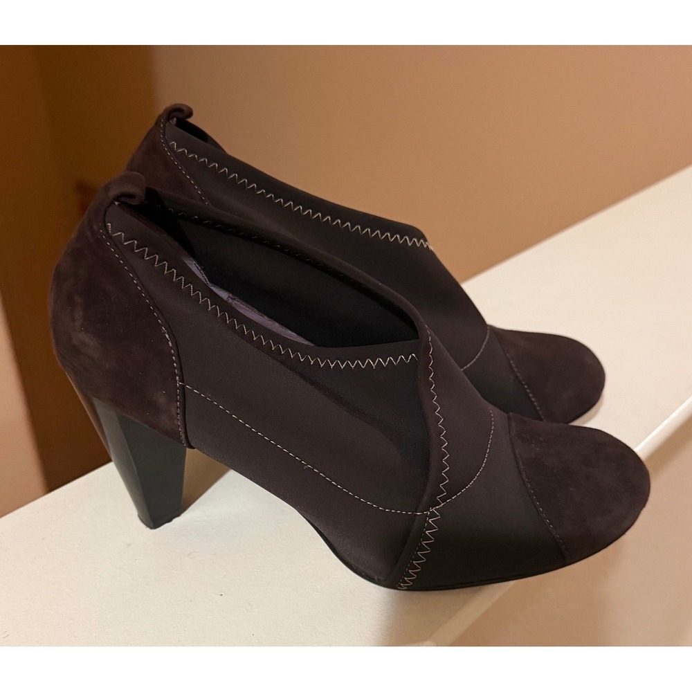 TARYN by Taryn Rose Brown Suede Ankle Booties High Heel Women's 9.5 Fall Career
